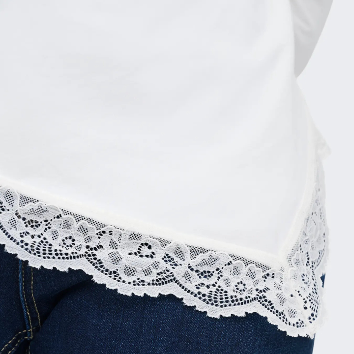 ONLY - BLUSE - LIVE LOVE RUCHING 15385111 - CLOUD DANCER/LACE
