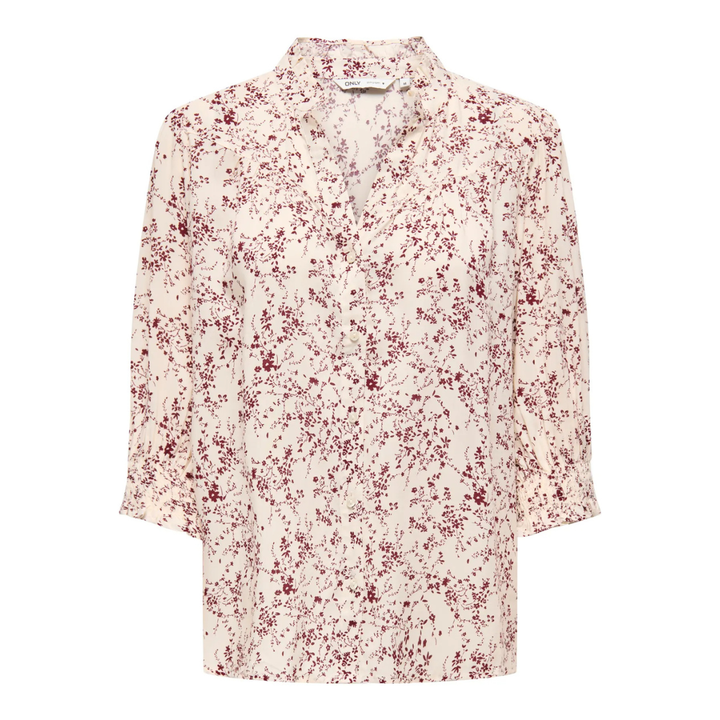 ONLY - SKJORTE - RAYA 15332997 - EGRET/ZINFANDEL FLOWERS