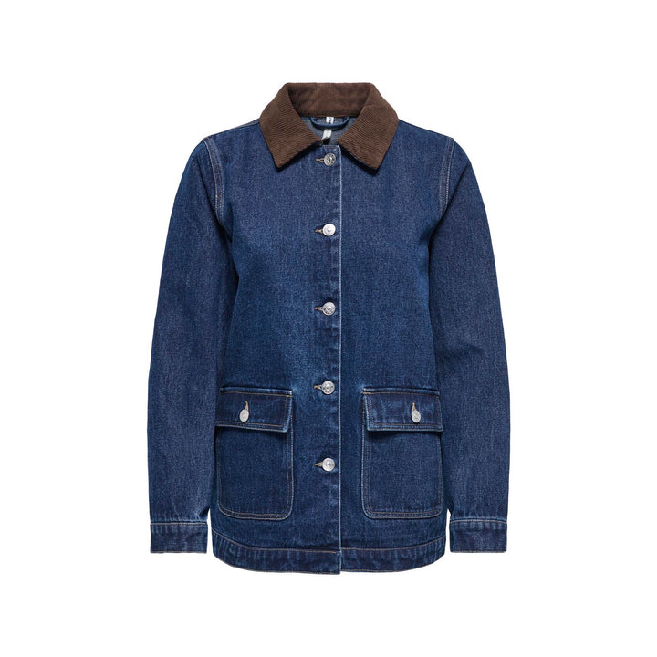 ONLY - DENIMJAKKE - FRANKIE CORD 15359084 - DARK BLUE DENIM