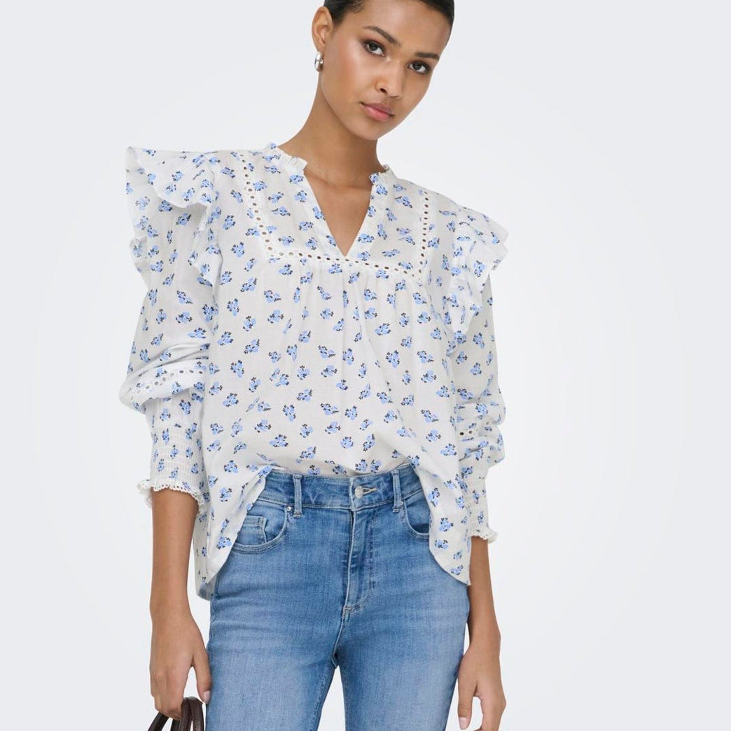 ONLY - BLUSE - IDRIS 15368843 - CASHMERE BLUE/MINI FLORAL
