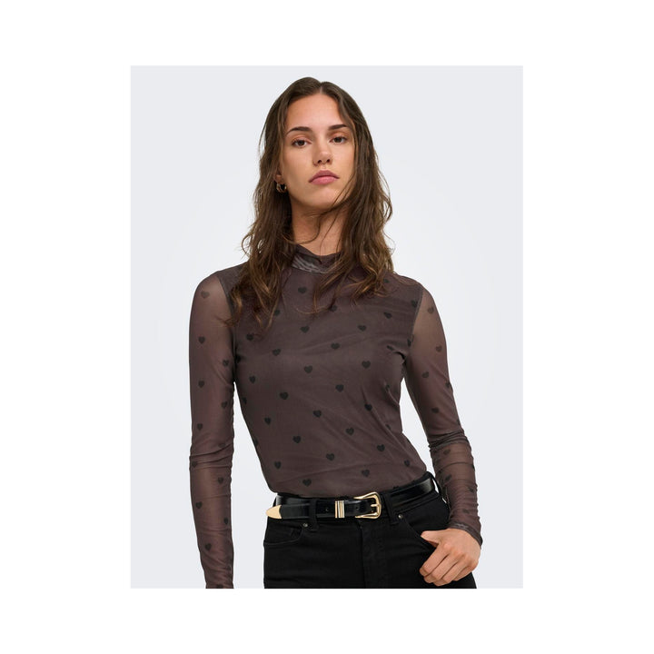 ONLY - MESHBLUSE - ERICA LIFE - 15141298 - COFFEE BEAN/BLACK HEART