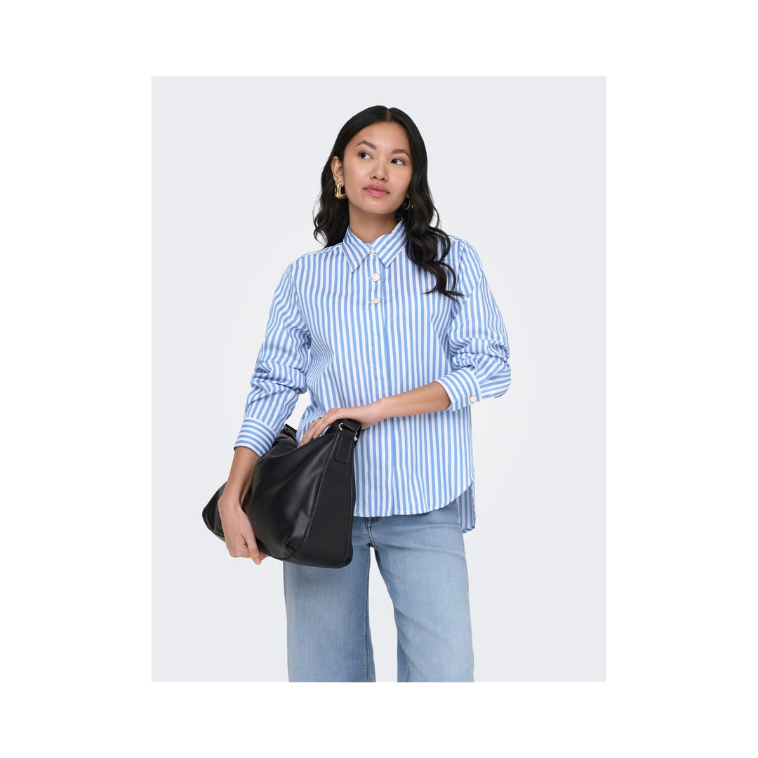 ONLY - SKJORTE - LYRA OREGON 15369914 - CLOUD DANCER/PROVENCE STRIPES