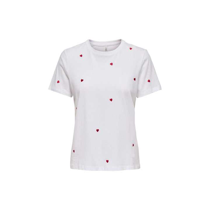 ONLY - T- SHIRT - KETTY 15288473 - BRIGHT WHITE/RED HEART