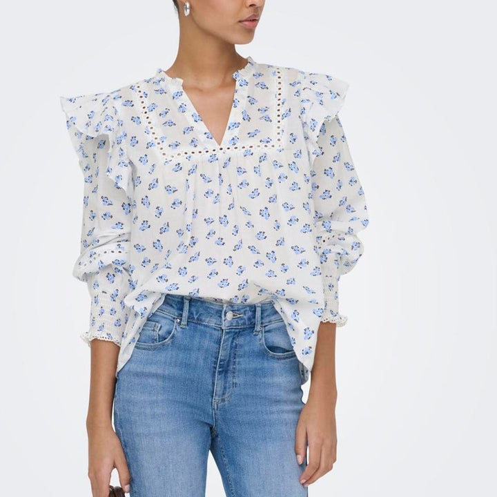 ONLY - BLUSE - IDRIS 15368843 - CASHMERE BLUE/MINI FLORAL